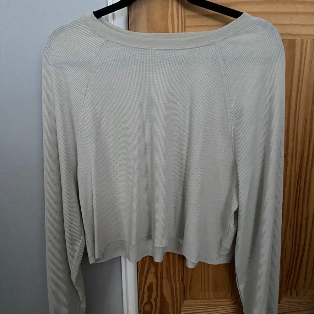 Tan Waffle Knit Long Sleeve-Tee